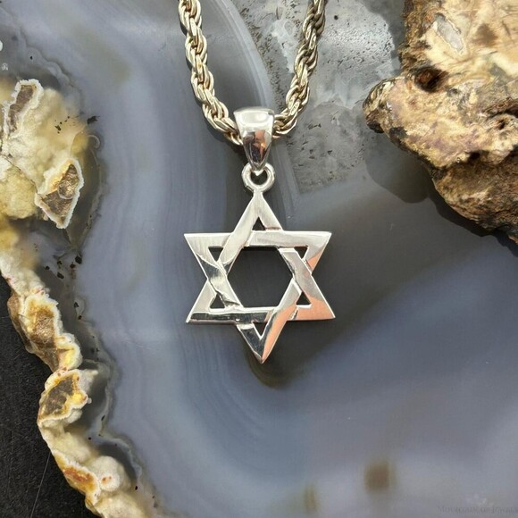 Sterling Silver Fashion Unisex Star of David Pendant - Picture 2 of 10